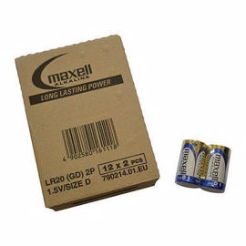 Maxell LR20/D alkaliska batterier (24 st)